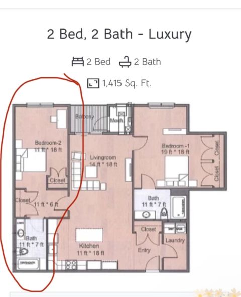 Private Room in 2Bed.2Bath