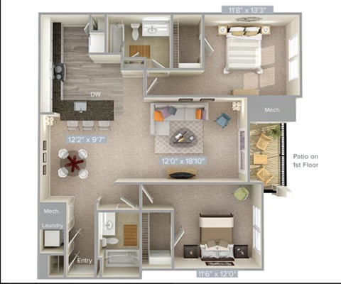 Private Room in 2Bed.2Bath