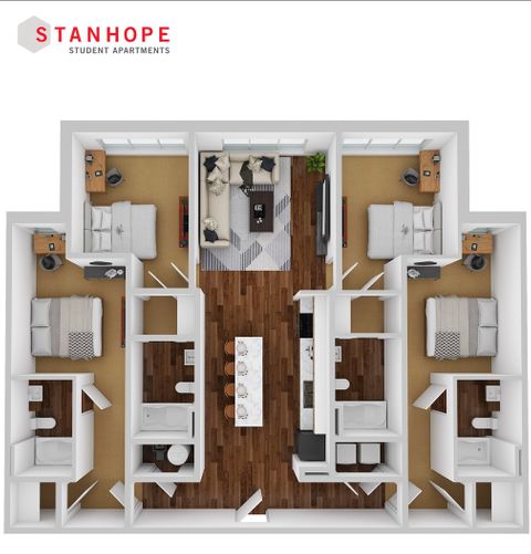 Private Room in 4Bed.4Bath