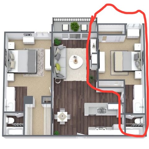 Private Room in 2Bed.2Bath
