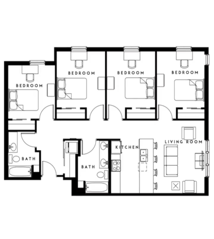 Private Room in 4Bed.2Bath