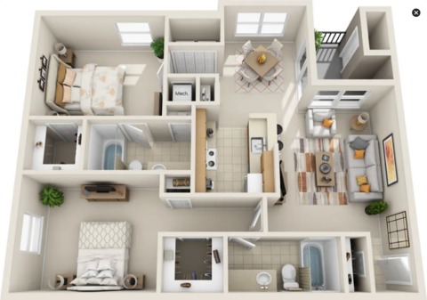 Private Room in 2Bed.2Bath