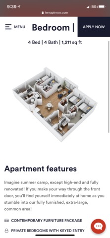Private Room in 4Bed.4Bath