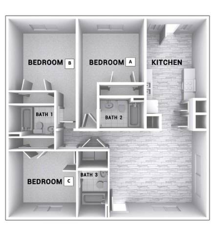 Private Room in 3Bed.3Bath