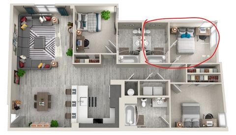 Private Room in 3Bed.3Bath