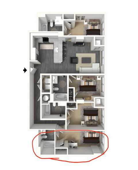 Private Room in 4Bed.4Bath