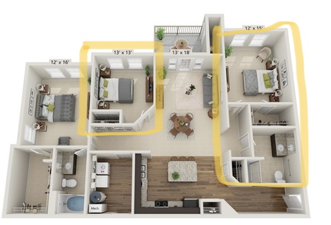 Private Room in 3Bed.2Bath