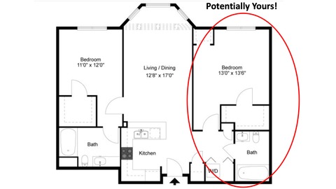 Shared Room in 2Bed.2Bath
