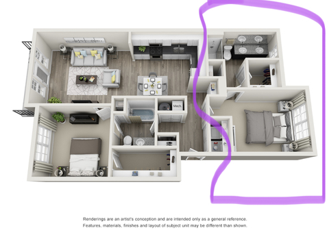 Private Room in 2Bed.2Bath