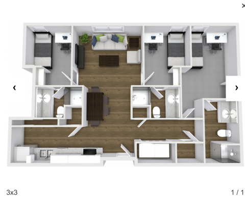 1 Room/Bath, Free 1.5 month rent