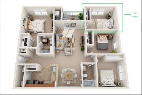 Private Room in 4Bed.2Bath