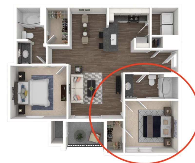 Private Room in 2Bed.2Bath