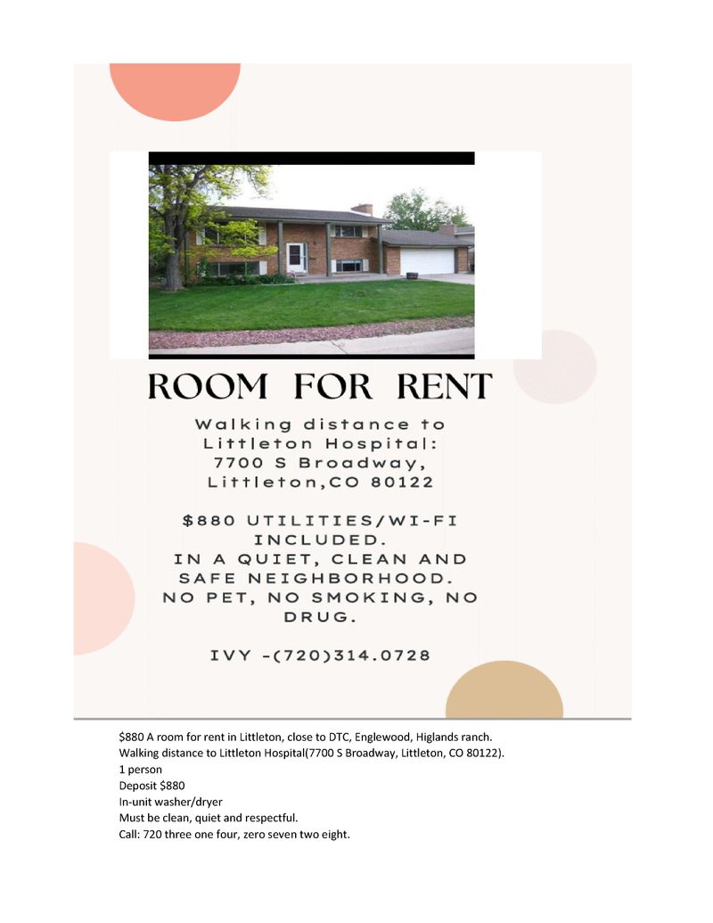 roommates in Littleton Private Room in 4Bed.2Bath - cirtru.com