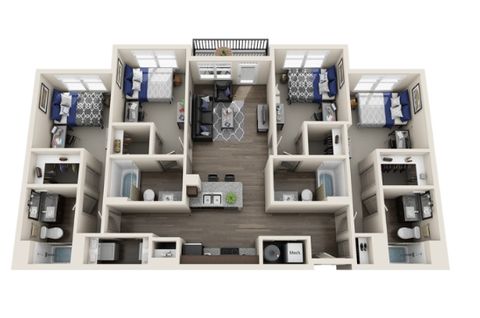 Private Room in 4Bed.4Bath