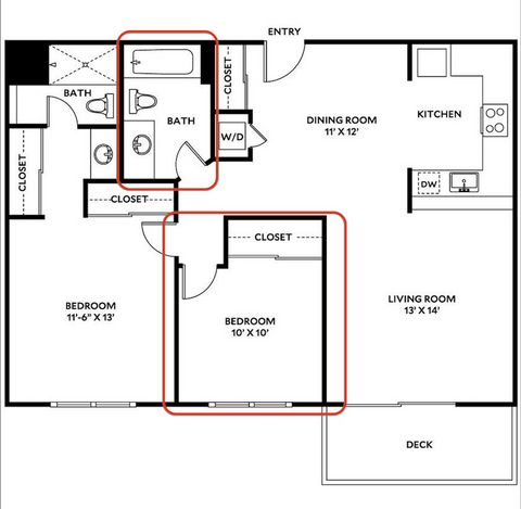 Private Room in 2Bed.2Bath