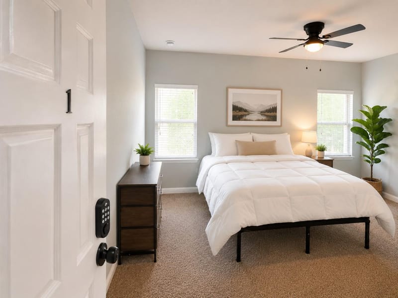 Mini Fridge in Every RoomUPSCALE All-Inclusive Coliving Near Lackland AFB & SeaWorld | Only 4 Bedrooms| 1 Gig Wi-Fi | 12" pillowtop mattress| Washer Dryer |32" Smart TV| |Near public transit (id. 36915)