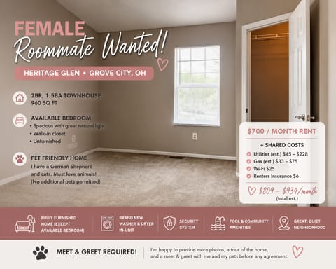 roommates in Grove City Shared Room in 2Bed.1.5Bath - cirtru.com