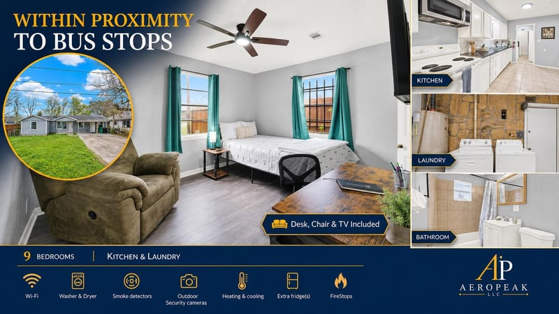 Prime Houston Co-Living | Full-Size Bed, Private Bath, In-Unit Laundry & Parking (id. 10829)