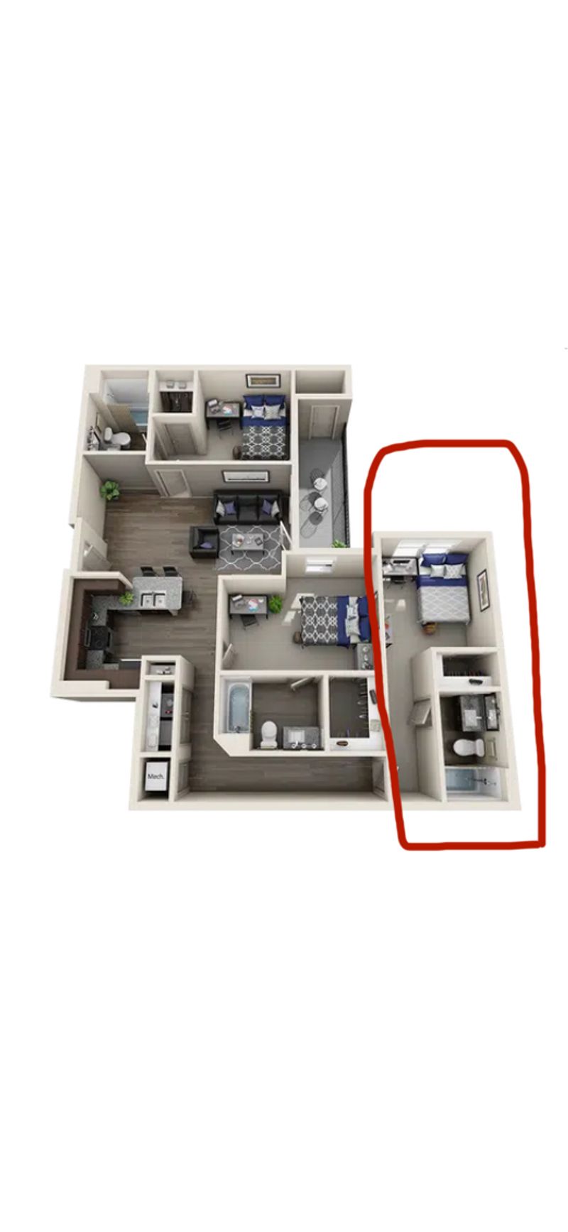 Private Room in 3Bed.3Bath