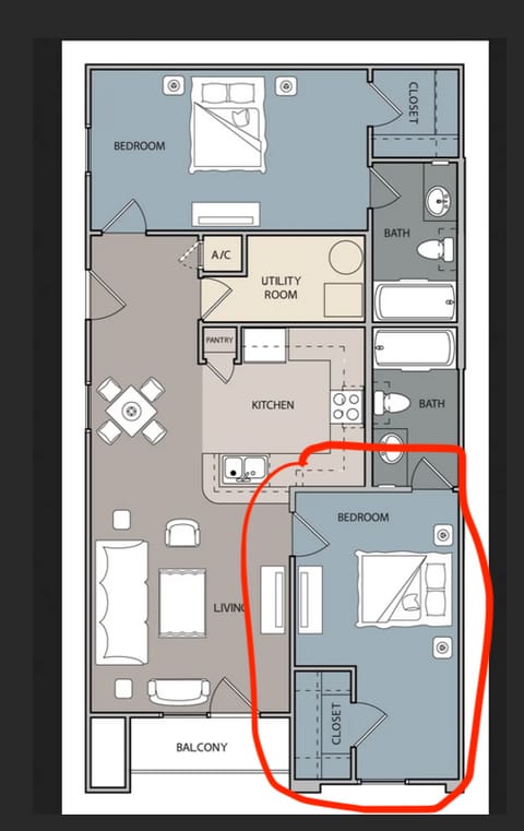 Private Room in 2Bed.2Bath