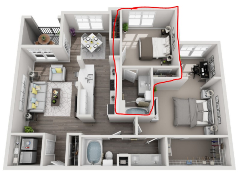 Private Room in 2Bed.2Bath