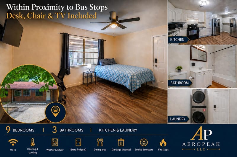 Charming Houston Co-Living Near Pearland  | Plush Full Bed, Smart TV, Desk & In-Home Laundry (id. 6817)