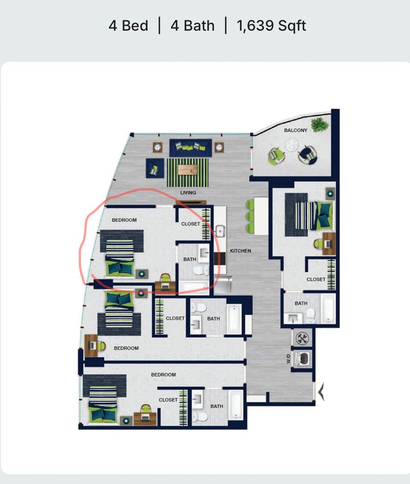 Private Room in 4Bed.4Bath